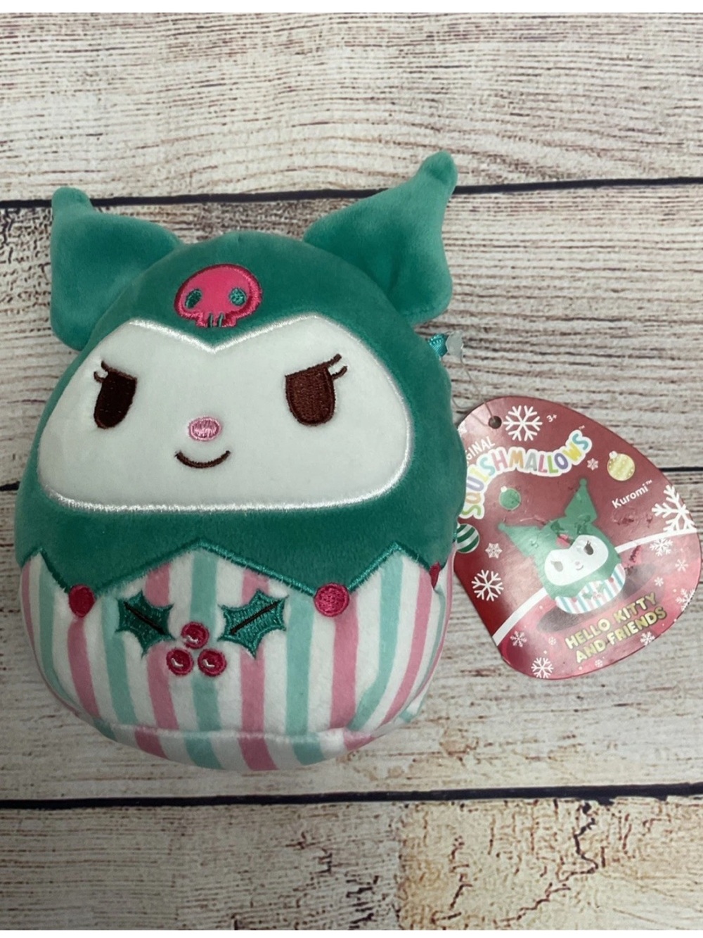 NEW Squishmallows 5” Inch Kuromi Hello Kitty & Friends Christmas Green W Holly